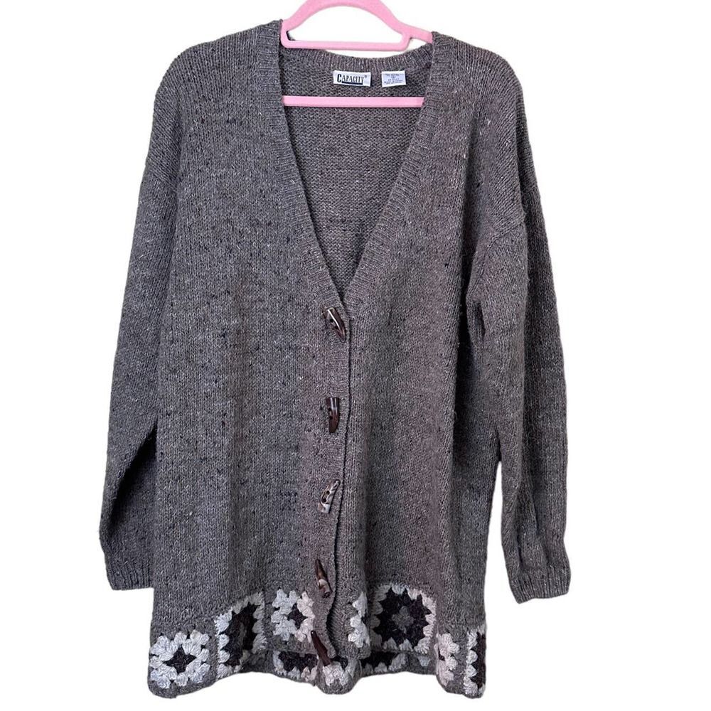 Vintage Capacity Handmade Granny Stitch Cardigan Wool Sweater